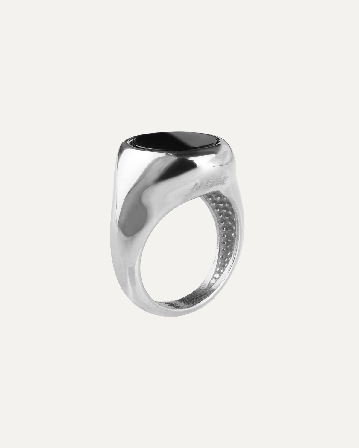 Signet Ring Rhodium ACELINE