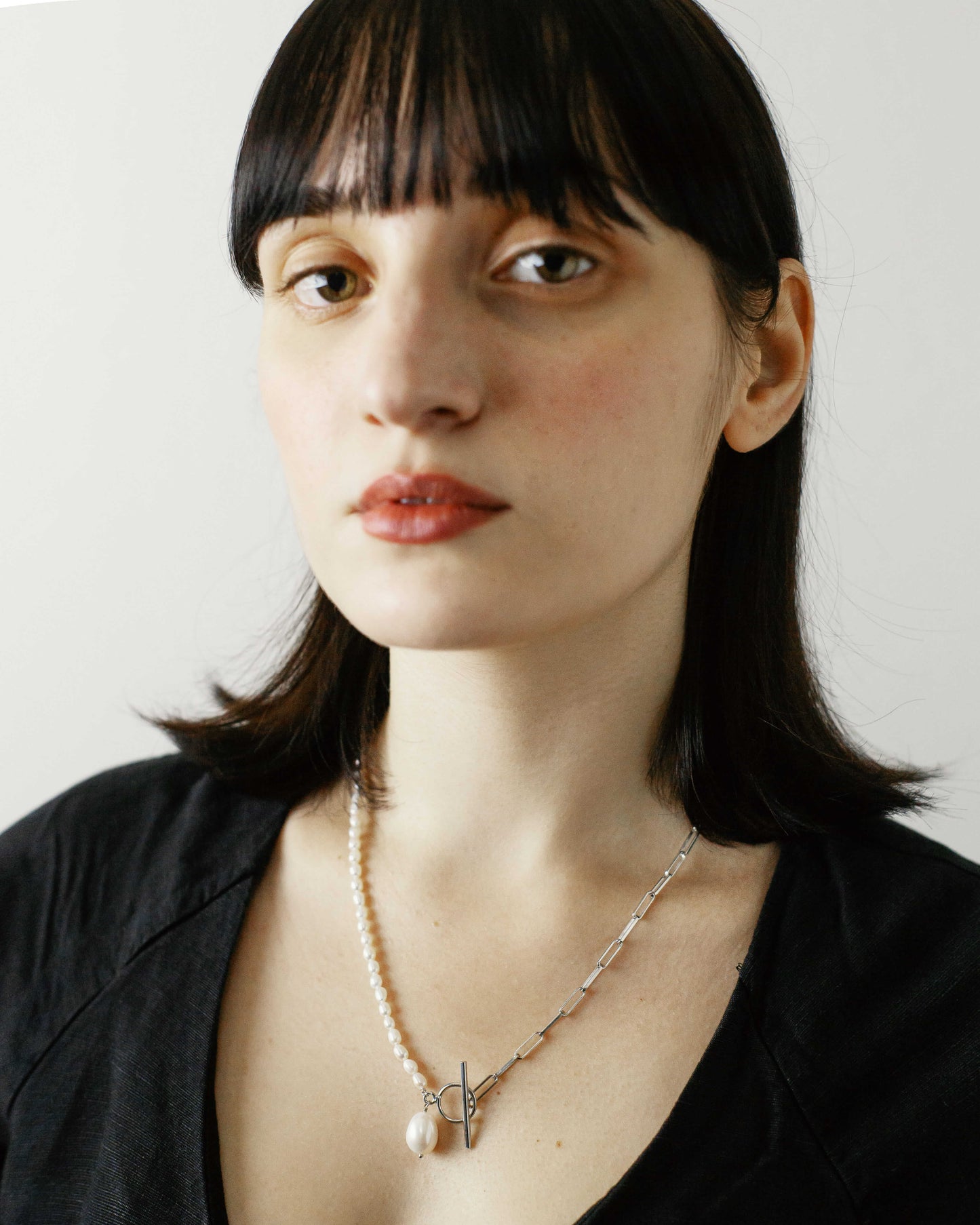 Attitude Perlen Halskette Rhodium theaceline.com