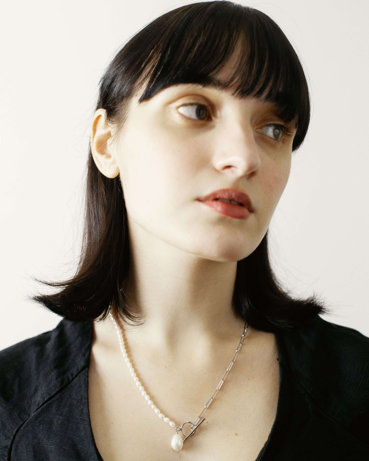 Attitude Perlen Halskette Rhodium theaceline.com