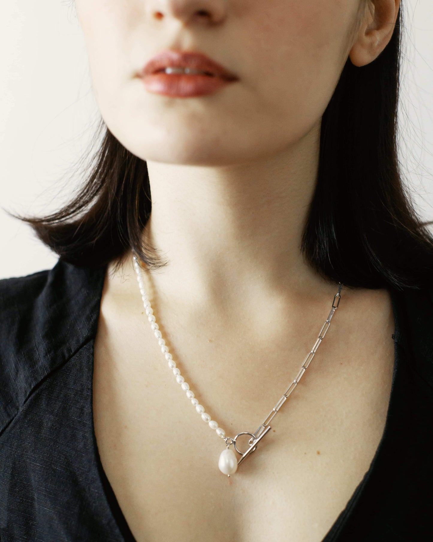 Attitude Perlen Halskette Rhodium theaceline.com