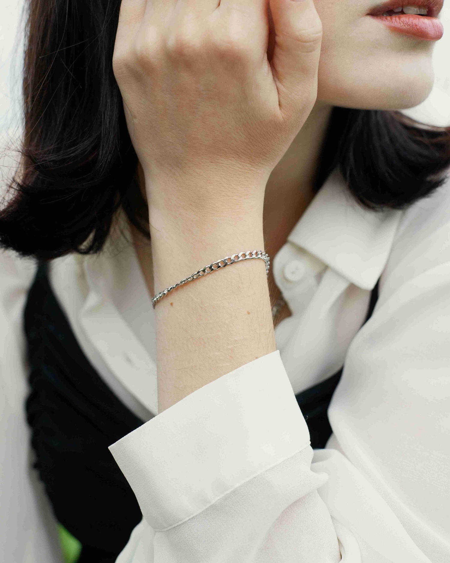 Curb Chain Armband Rhodium theaceline.com