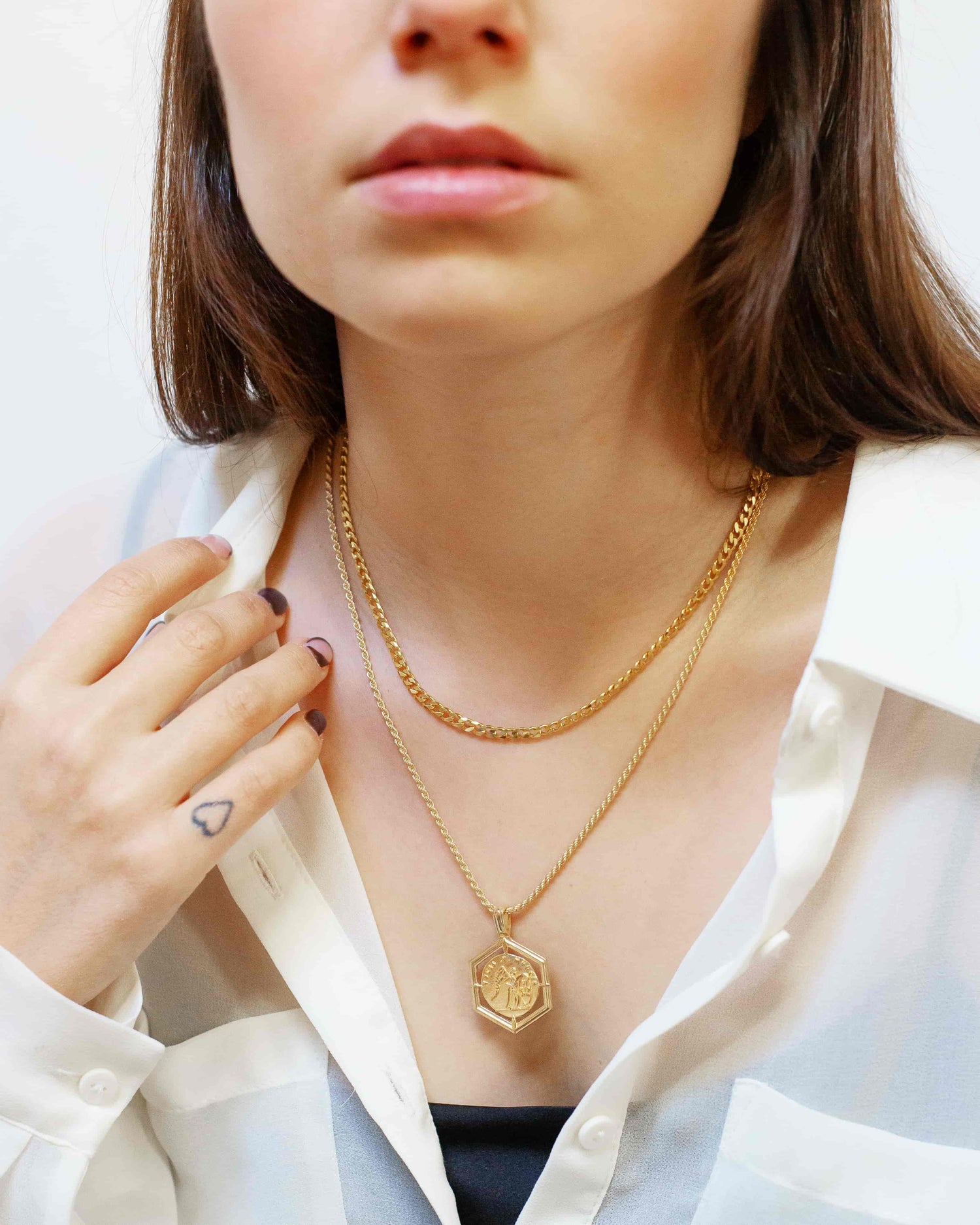 Curb Chain Berenice Halskette Set Rhodium The Aceline