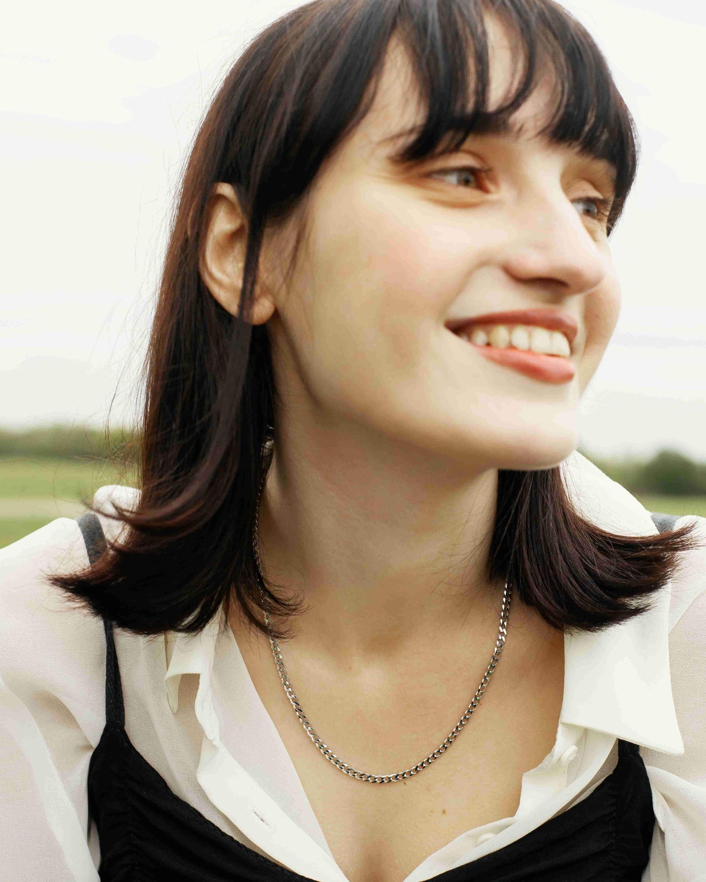 Curb Chain Halskette Rhodium The Aceline