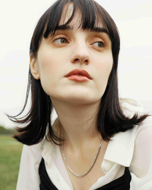 Curb Chain Halskette Rhodium The Aceline