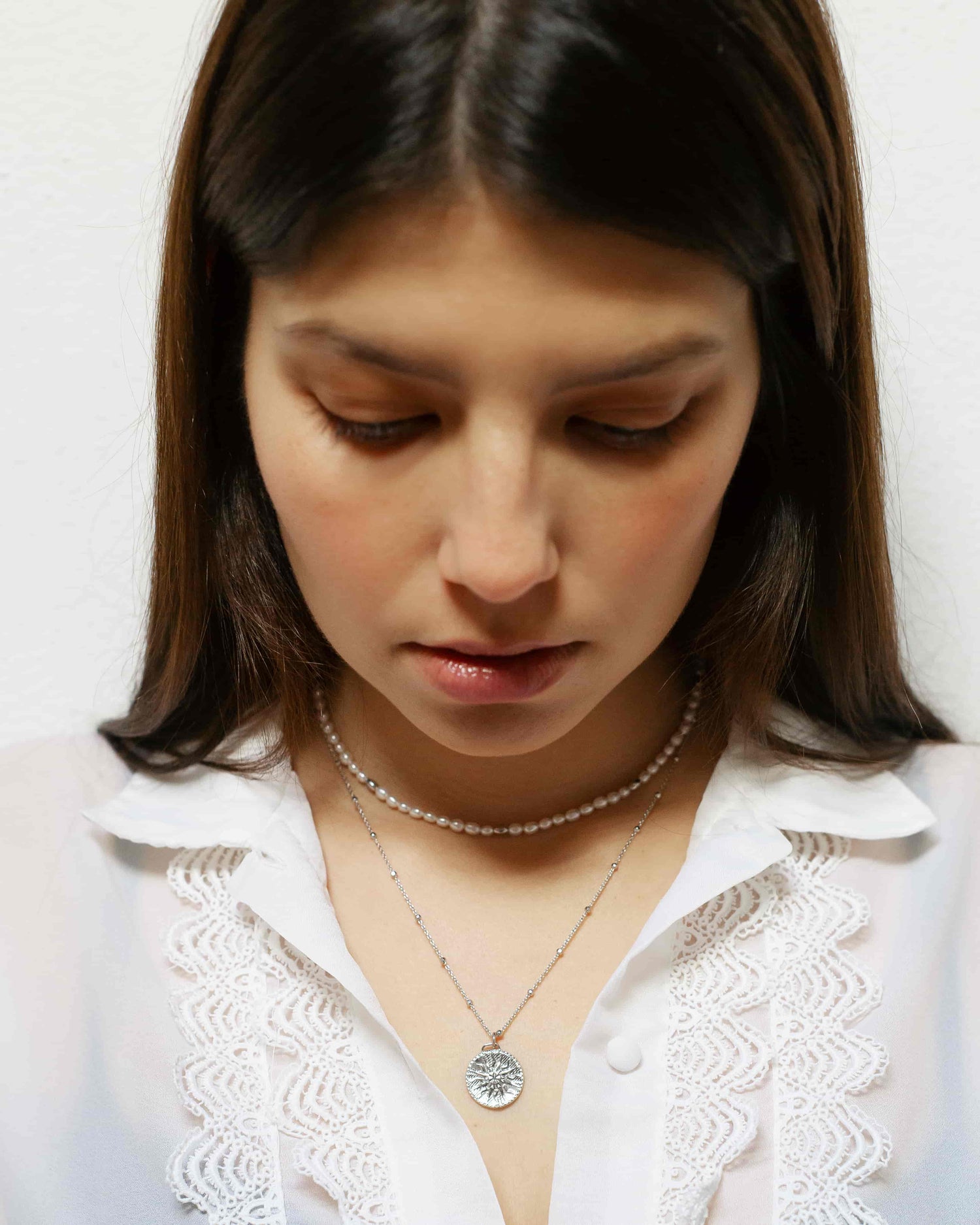 Noble Solomon Halskette Set Rhodium The Aceline