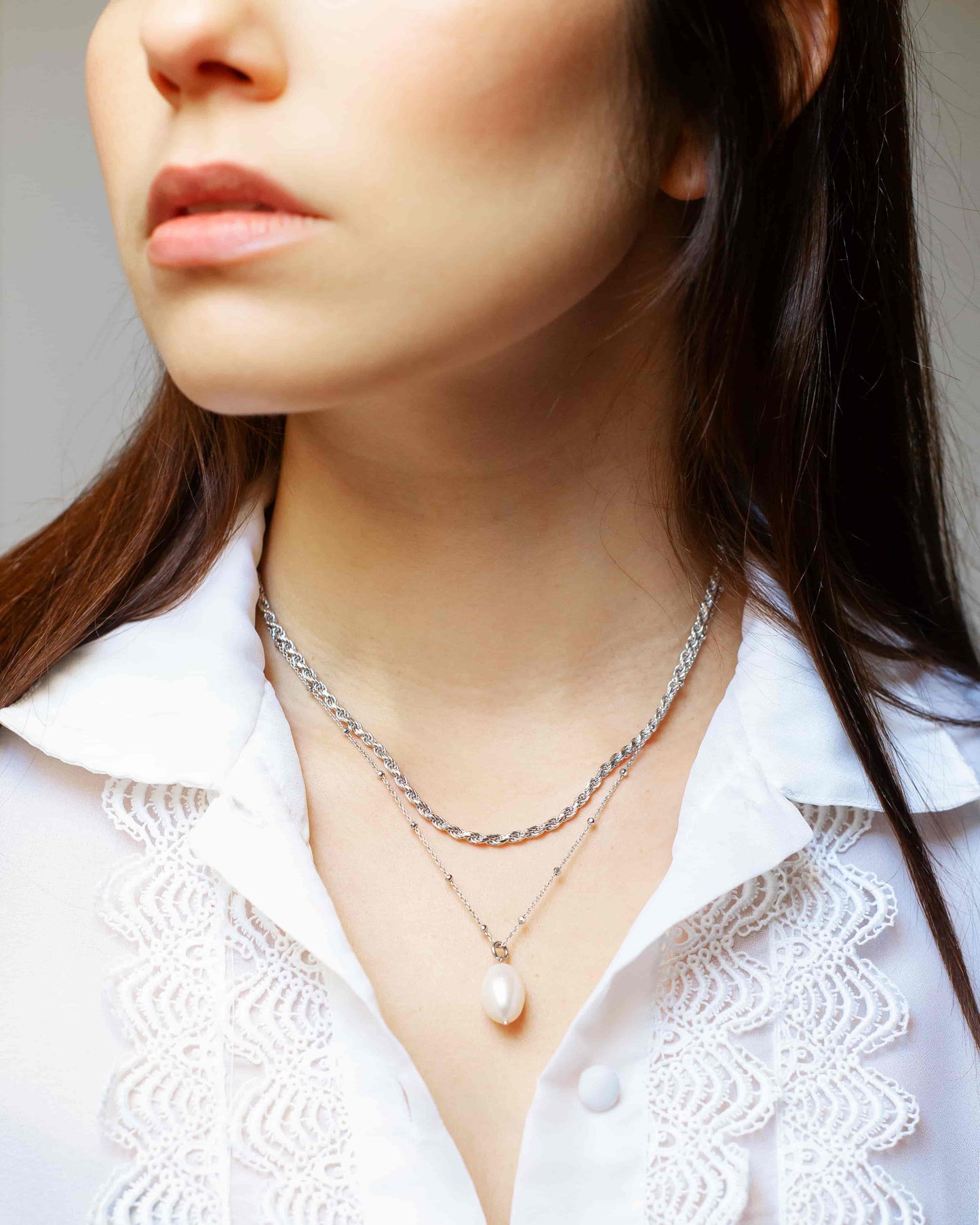 Raindrop at Cape Drastis Halskette Set Rhodium The Aceline