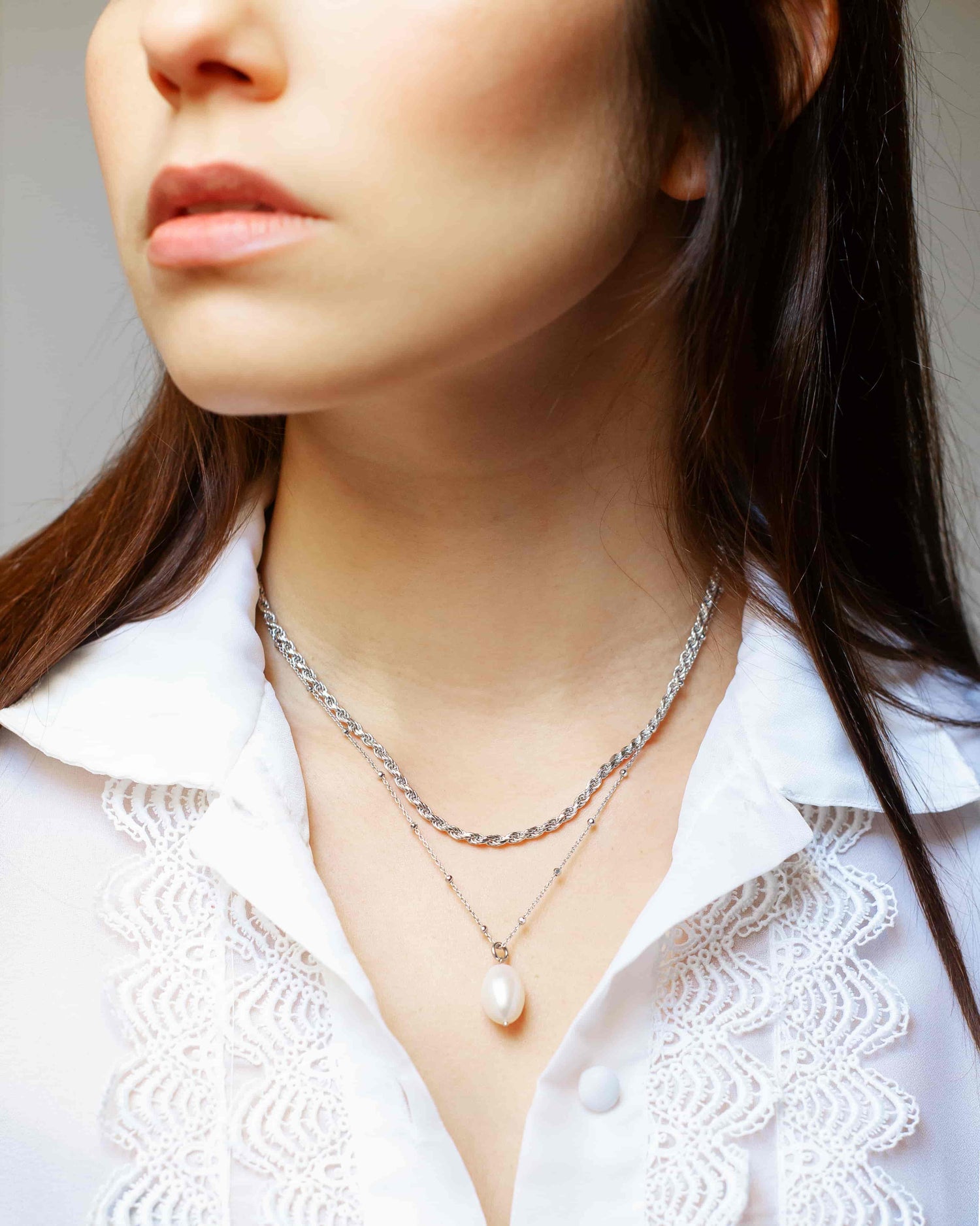 Raindrop at Cape Drastis Halskette Set Rhodium The Aceline