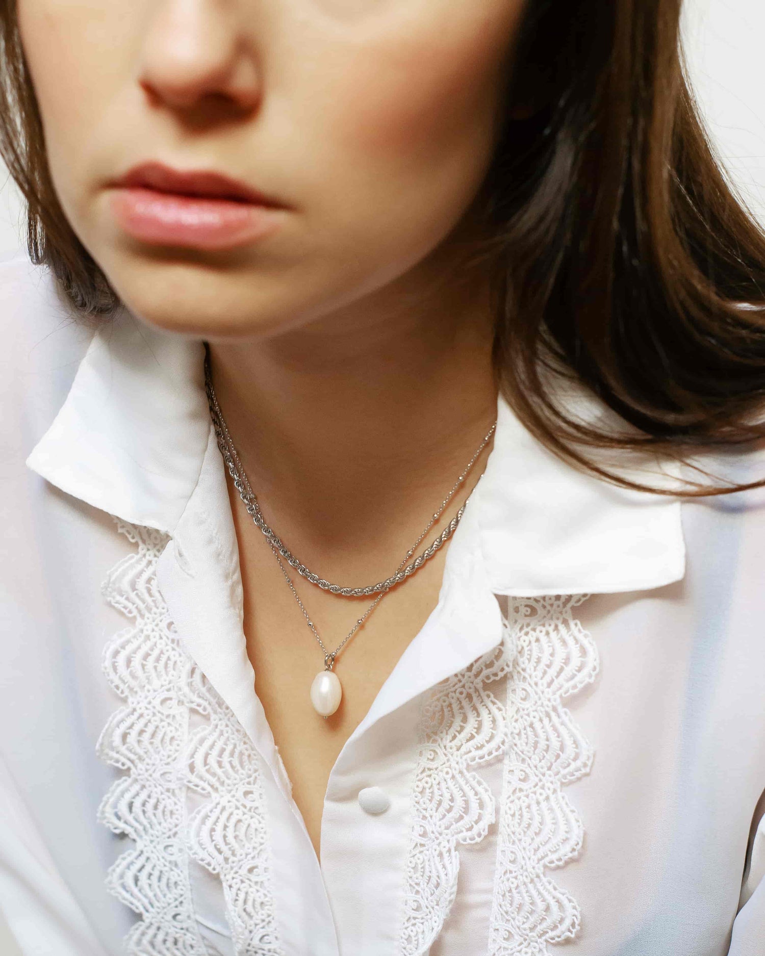 Raindrop at Cape Drastis Halskette Set Rhodium The Aceline