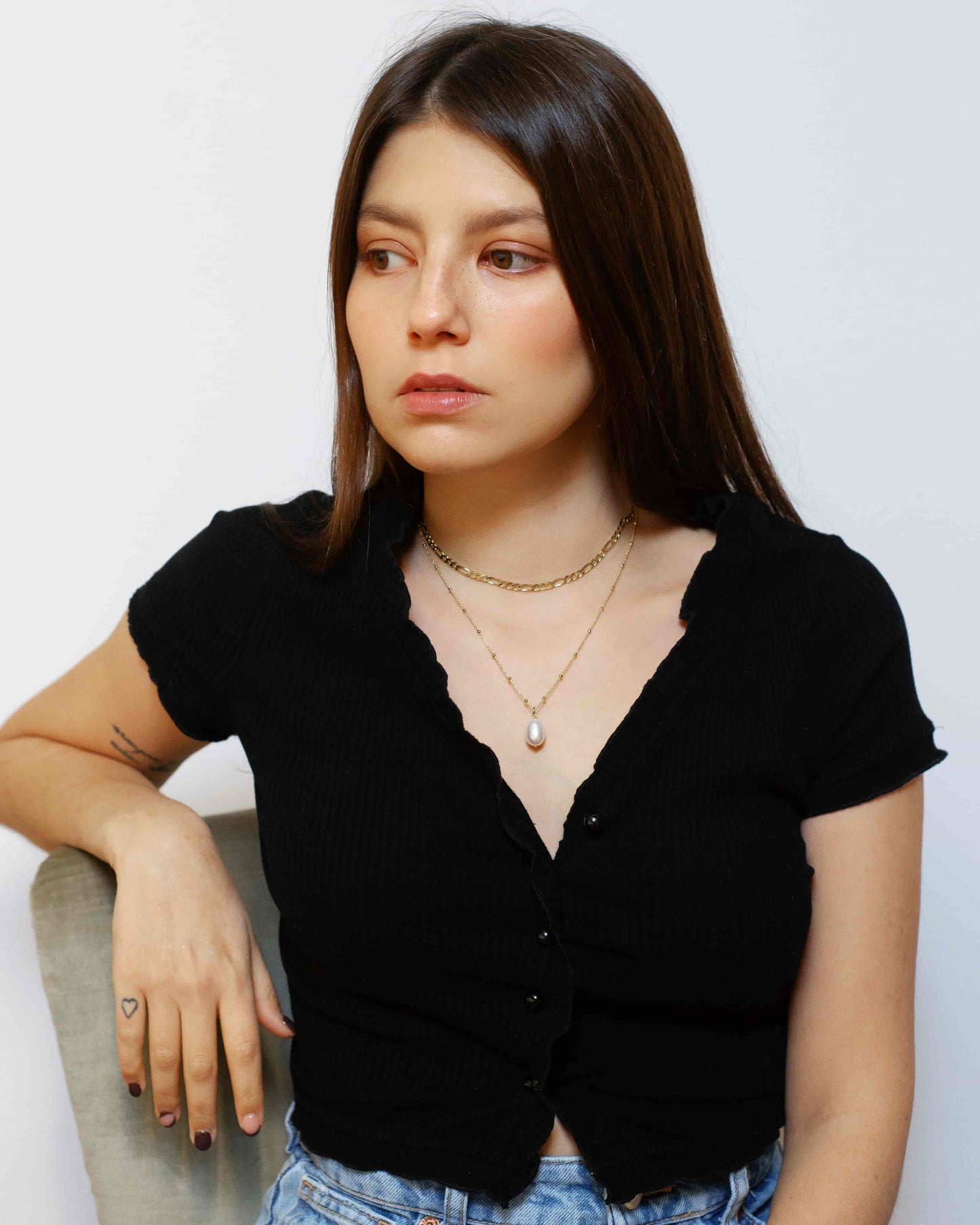 Raindrop Figaro Halskette Set Rhodium The Aceline