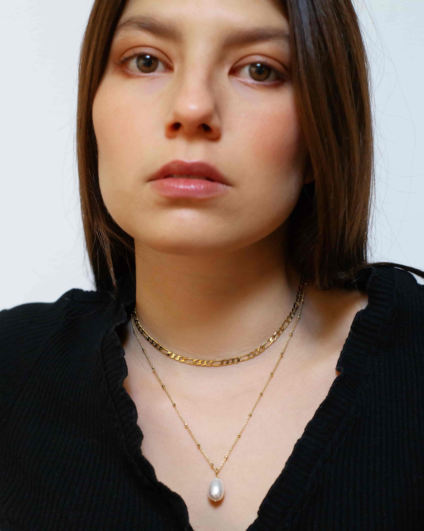 Raindrop Figaro Halskette Set Rhodium The Aceline