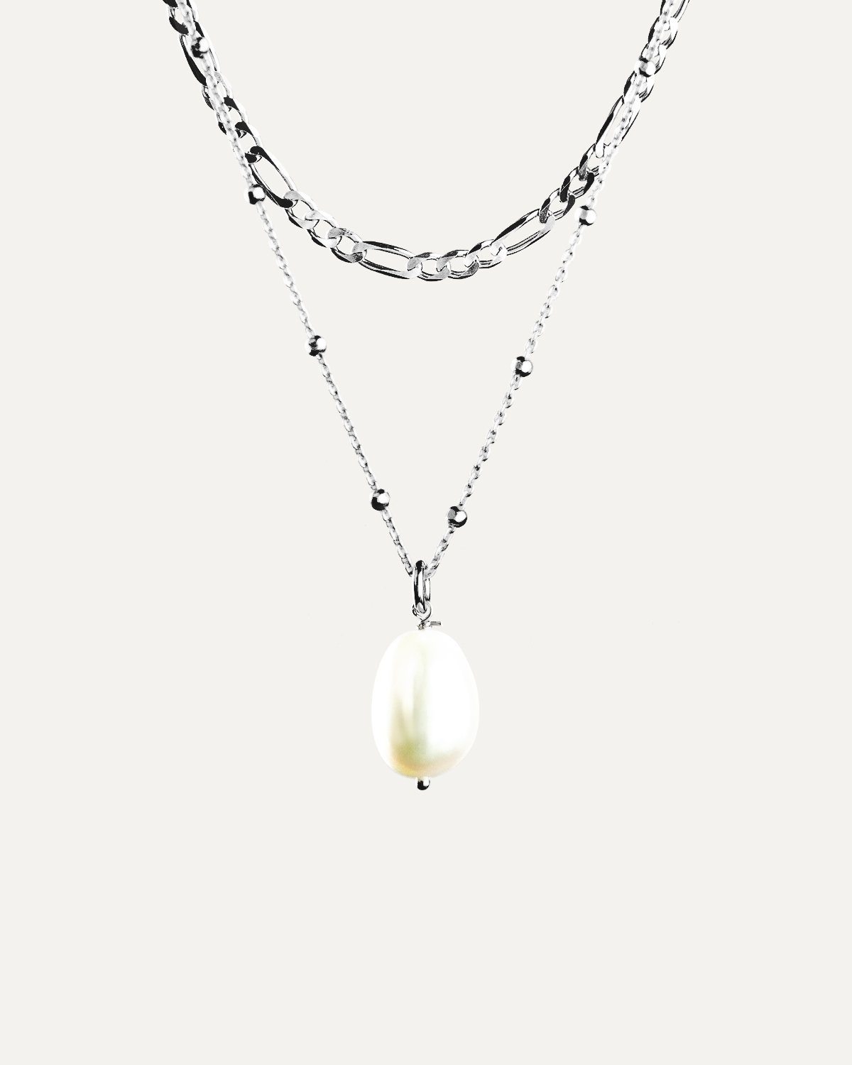 Raindrop Figaro Halskette Set Rhodium The Aceline