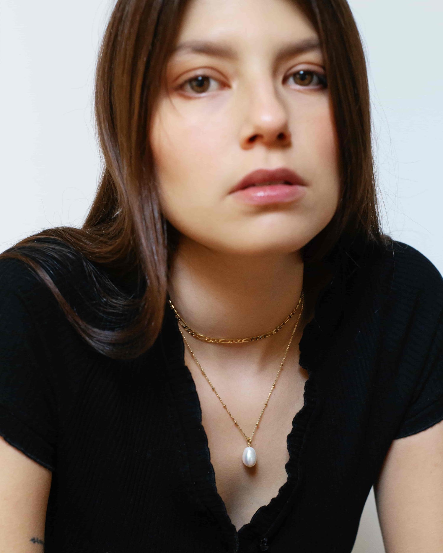 Raindrop Figaro Halskette Set Rhodium The Aceline