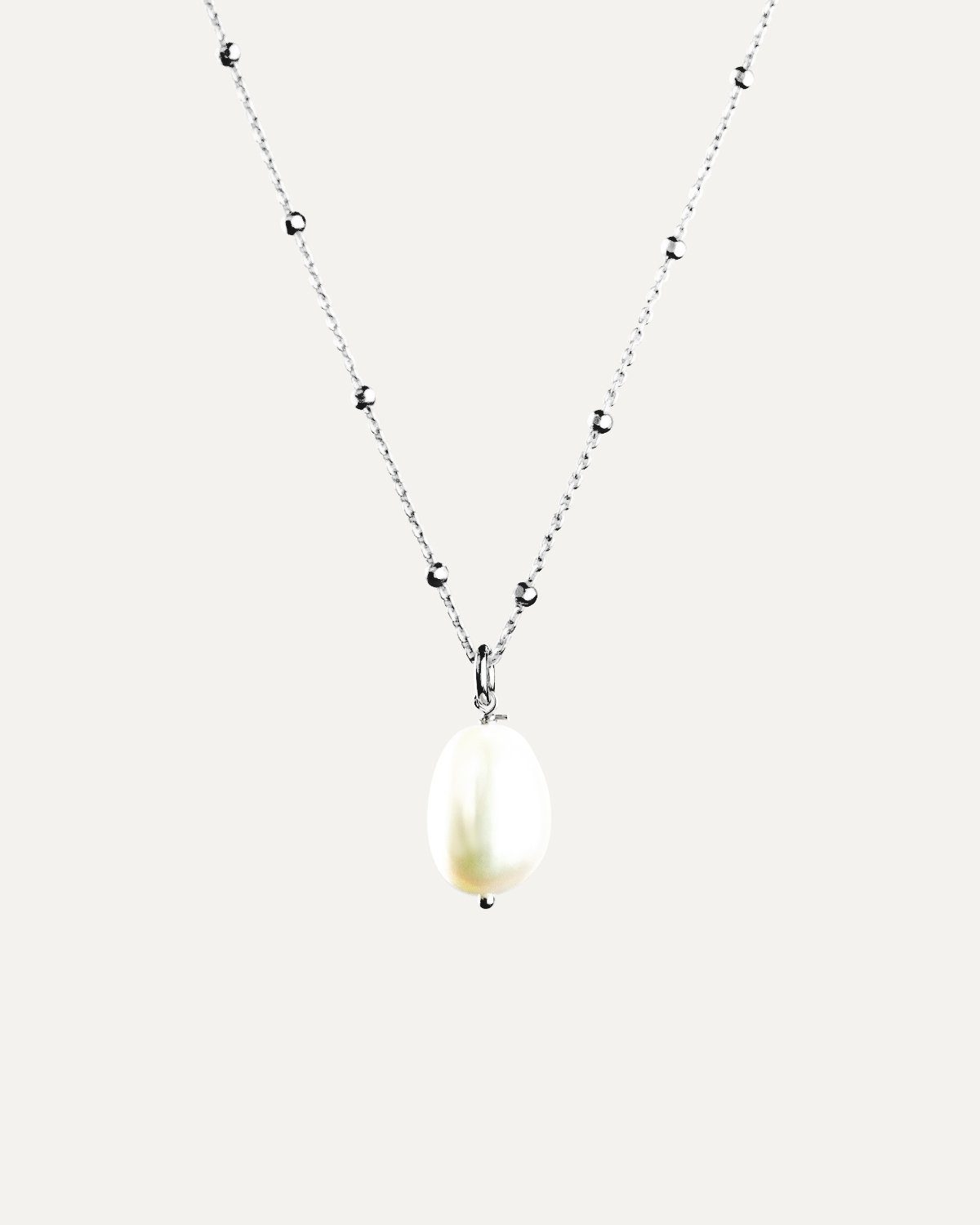 Raindrop Perle Halskette Rhodium theaceline.com