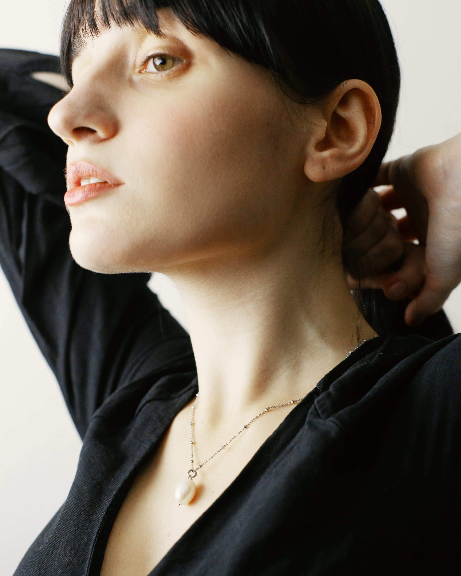 Raindrop Perle Halskette Rhodium theaceline.com