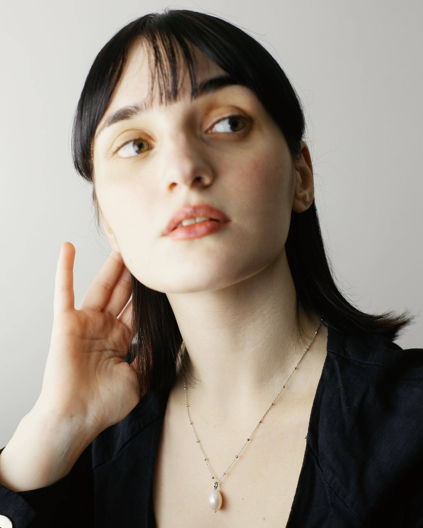 Raindrop Perle Halskette Rhodium theaceline.com